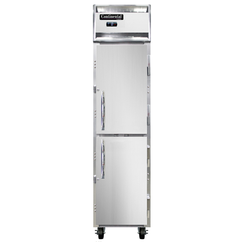 Continental Refrigerator 1FSENSSHD Slim Line Freezer Reach In 17-3/4W One Section Stainless Steel Half Height Doors