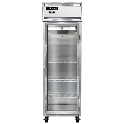 Continental Refrigerator 1RNGD Reach In Display One Section Self Contained Aluminum Stainless Steel Door Energy Star