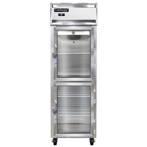 Continental Refrigerator 1RNGDHD Reach In Display Refrigerator One Section Self Contained Aluminum Stainless Steel