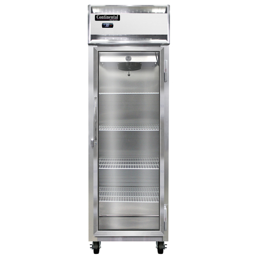 Continental Refrigerator 1RNSAGD Reach In Display Refrigerator Stainless Steel One Section Energy Star Certified