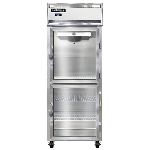 Continental Refrigerator 1RENSAGDHD Extra-Wide Reach-In Refrigerator 28-1/2 inch Stainless Steel Glass Doors Energy Star