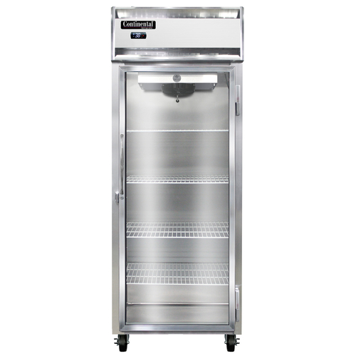 Continental Refrigerator 1RENSSGD Extra-Wide Reach-In Refrigerator 28-1/2 inch Stainless Steel Full-Height Glass Door