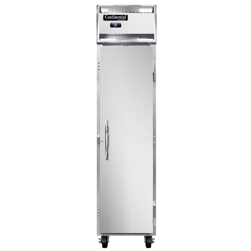 Continental Refrigerator 1RSEN Slim Line Refrigerator Reach-In 17-3/4W One-Section Self-Contained Stainless Steel
