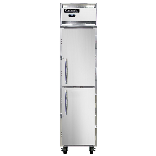 Continental Refrigerator 1RSENSAHD Slim Line Refrigerator Reach In 17-3/4W One Section Self Contained Aluminum Stainless Steel