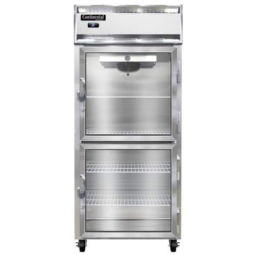 Continental Refrigerator 1RXNGDHD Extra-Wide Reach-In Refrigerator 36-1/4 inch One-Section Self-Contained Aluminum Stainless Steel
