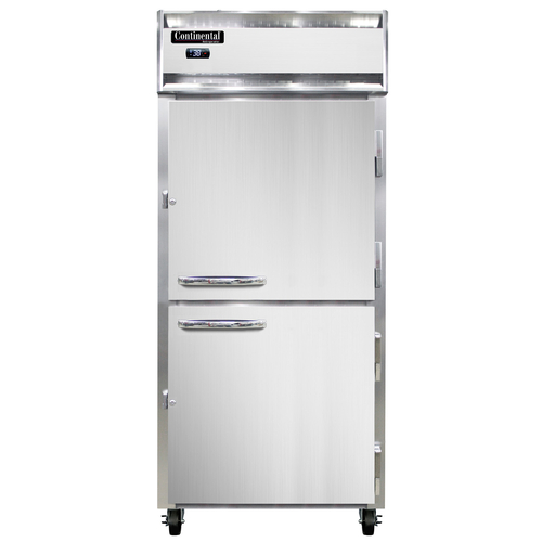 Continental Refrigerator 1RXNSAHD Extra-Wide Reach-In Refrigerator 36-1/4 inch Stainless Steel Half-Height Doors