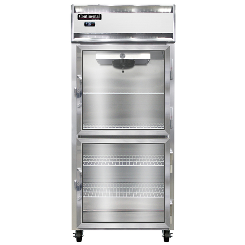 Continental Refrigerator 1RXNSSGDHD Extra-Wide Reach-In Display Refrigerator 36-1/4 inch Stainless Steel One-Section
