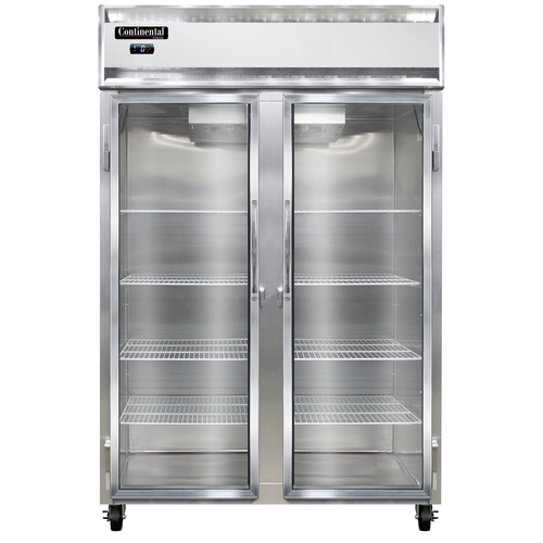 Continental Refrigerator 2FNGD Freezer Display Two Section Self Contained Aluminum Stainless Steel Glass Door