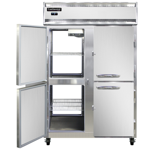 Continental Refrigerator 2FNSAPTHD Freezer Pass-Thru Two-Section Self-Contained Stainless Steel Aluminum Interior