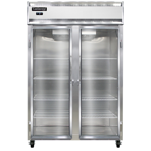 Continental Refrigerator 2FNSSGD Freezer Display Two Section Self Contained Refrigeration Stainless Steel Exterior Interior