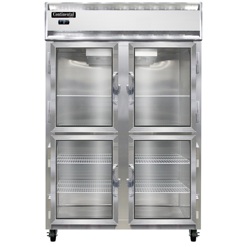 Continental Refrigerator 2FNSSGDHD Freezer Display Two Section Self Contained Refrigeration Stainless Steel Exterior Interior