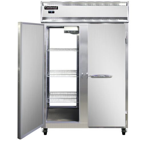 Continental Refrigerator 2FNSSPT Freezer Pass-Thru Two-Section Self-Contained Stainless Steel Full-Height Solid Doors