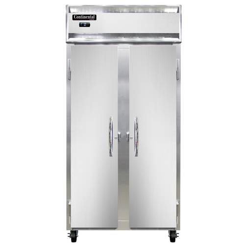 Continental Refrigerator 2FSEN Slim Line Freezer Reach In 36-1/4W Two Section Stainless Steel Front Aluminum Interior