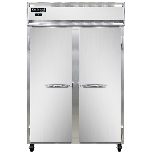 Continental Refrigerator 2RN Reach In Two Section Stainless Steel Refrigerator with Solid Doors and Digital Control