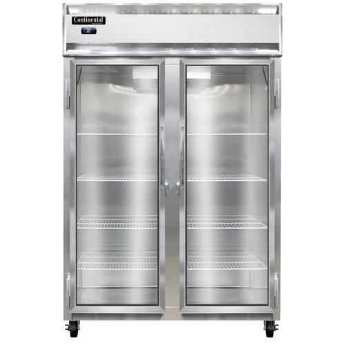 Continental Refrigerator 2RNGD Reach-In Display Two-Section Self-Contained Aluminum Stainless Steel Energy Star