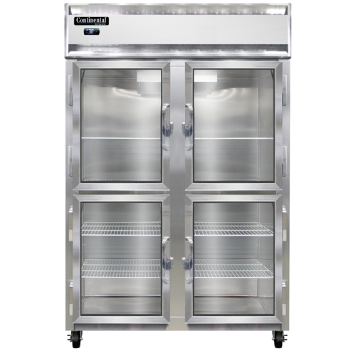 Continental Refrigerator 2RNGDHD Reach-In Display Two-Section Self-Contained Aluminum Stainless Steel Energy Star