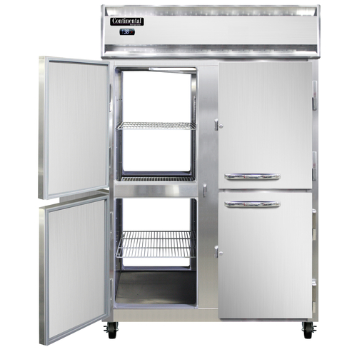 Continental Refrigerator 2RNPTHD Pass-Thru Two-Section Refrigerator Stainless Steel Front Aluminum Interior ENERGY STAR
