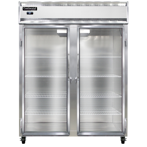 Continental Refrigerator 2RENGD Extra-Wide Reach-In Refrigerator 57W Two-Section Self-Contained Aluminum Stainless Steel