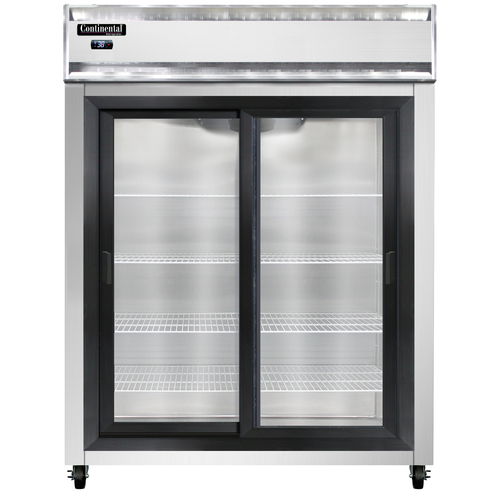 Continental Refrigerator 2RENSGD Extra-Wide Reach-In Refrigerator 57W Two-Section Self-Contained Aluminum Stainless Steel