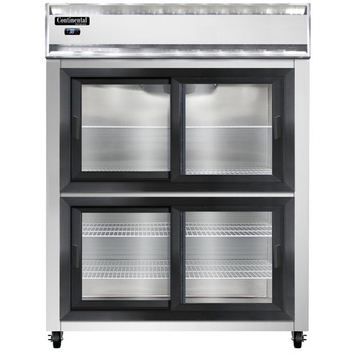 Continental Refrigerator 2RENSGDHD Extra-Wide Reach-In Refrigerator 57W Two-Section Self-Contained Aluminum Stainless Steel