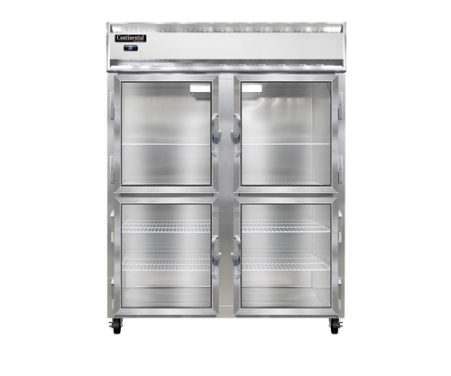 Continental Refrigerator 2RENSSSGDHD Extra-Wide Reach-In Refrigerator 57W Two-Section Stainless Steel with Glass Doors