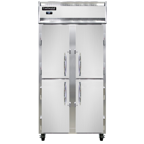 Continental Refrigerator 2RSENHD Slim Line Refrigerator Reach In 36-1/4W Two Section Stainless Steel Front NSF