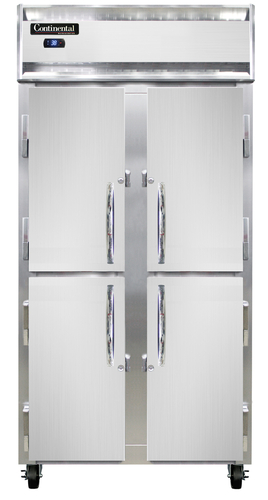 Continental Refrigerator 2RSENSAHD Slim Line Refrigerator Reach In 36-1/4W Two Section Self Contained Aluminum Stainless Steel