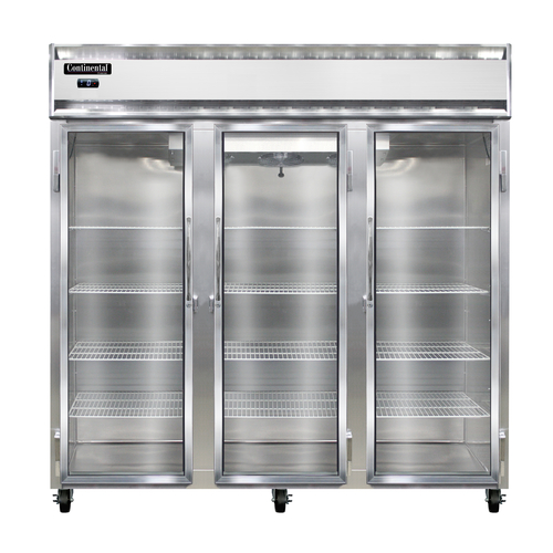 Continental Refrigerator 3FNGD Freezer Display Three Section Self Contained Refrigeration Aluminum Exterior Stainless Steel Front