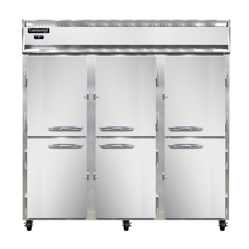 Continental Refrigerator 3FNHD Freezer Reach In Three Section Self Contained Refrigeration Stainless Steel Front