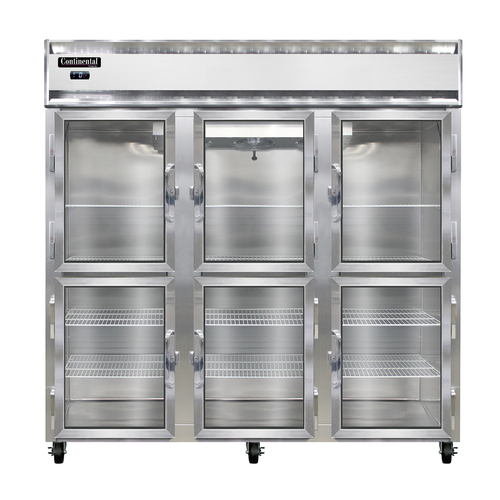 Continental Refrigerator 3FNSSGDHD Freezer Display Three Section Self Contained Refrigeration Stainless Steel Exterior Interior
