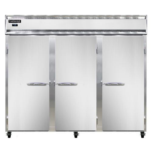 Continental Refrigerator 3FEN Extra-Wide Freezer Reach-In 85-1/2W Three-Section Stainless Steel Front NSF Certified