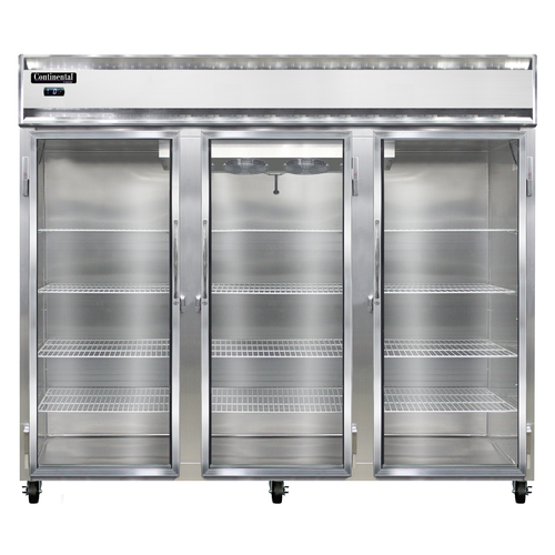 Continental Refrigerator 3FENGD Extra-Wide Freezer Reach-In 85-1/2 Inch Three-Section Self-Contained Refrigeration