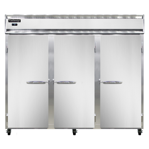 Continental Refrigerator 3FENSA Extra-Wide Freezer Reach-In 85-1/2 inch Three-Section Stainless Steel NSF Certified