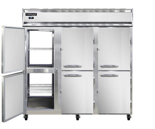 Continental Refrigerator 3RNSAPTHD Pass-Thru Three-Section Refrigerator Stainless Steel Half-Height Doors R290 Refrigerant