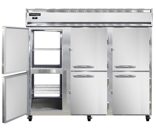 Continental Refrigerator 3RENSSPTHD Extra-Wide Pass-Thru Refrigerator 85-1/2"W Three-Section Stainless Steel 1/2 HP
