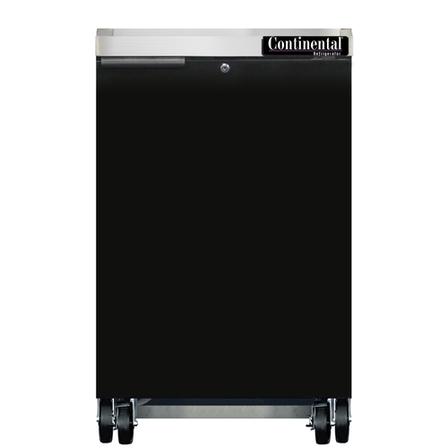 Continental Refrigerator BB24N Refrigerated Back Bar Cooler 24W Stainless Steel Top 1 Door Lock Black Enamel Finish