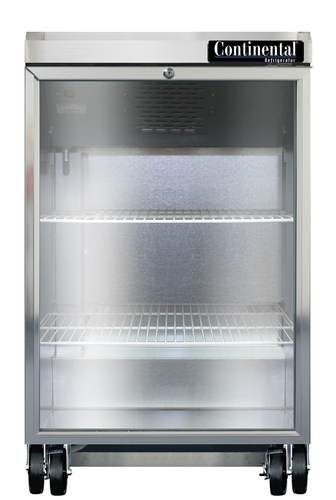 Continental Refrigerator BB24NGD Refrigerated Back Bar Cooler 24W Glass Door Stainless Steel Top Black Enamel Finish