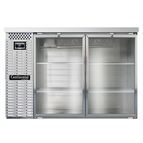 Continental Refrigerator BB50NSSGD Refrigerated Back Bar Cooler 50W 34-3/4H Stainless Steel Glass Doors Digital Display