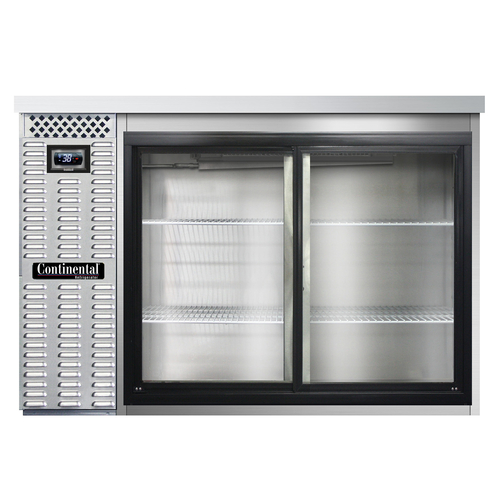 Continental Refrigerator BB50NSSSGD Refrigerated Back Bar Cooler 50W 34-3/4H Stainless Steel Sliding Glass Doors