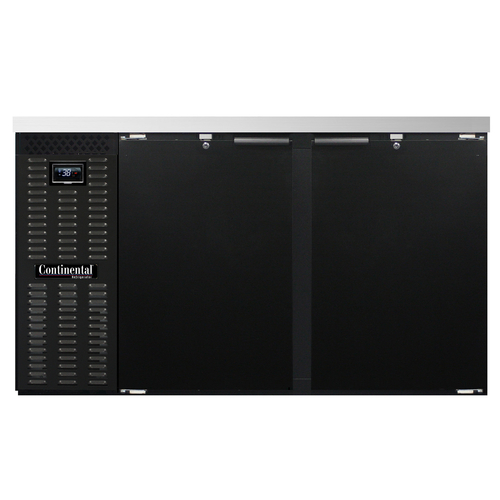 Continental Refrigerator BB59N Refrigerated Back Bar Cooler 59W Stainless Steel Top 22 cu ft Black Enamel Finish