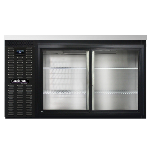 Continental Refrigerator BB59NSGD Refrigerated Back Bar Cooler 59W 34-3/4H 22 Cubic Feet Stainless Steel Sliding Doors