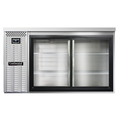 Continental Refrigerator BB59NSSSGD Refrigerated Back Bar Cooler 59W 34-3/4H Stainless Steel Sliding Glass Doors