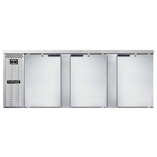 Continental Refrigerator BB90NSS Refrigerated Back Bar Cooler 90W 34-3/4H 35 cu ft Stainless Steel 3 Doors