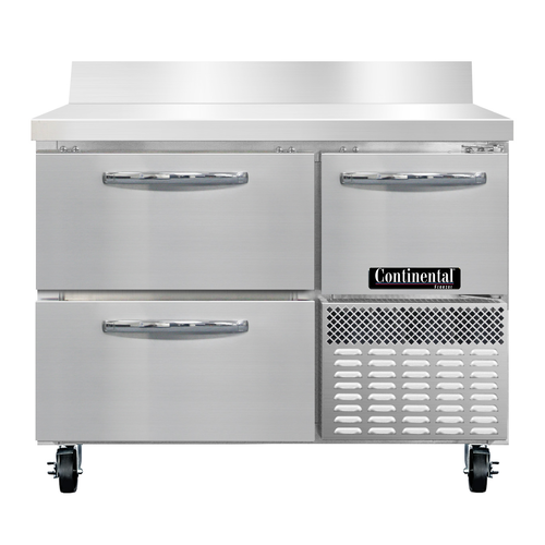 Continental Refrigerator FA43NBS-D Freezer Base Worktop Unit 43 inch Stainless Steel with Drawers and Door