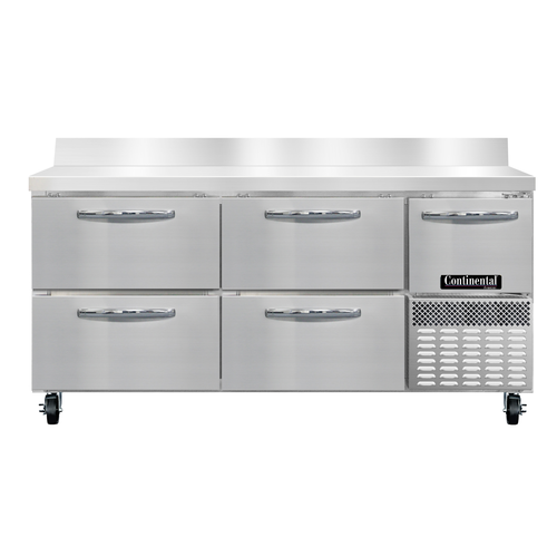 Continental Refrigerator FA68NBS-D Freezer Base Worktop Unit 68W Stainless Steel 4 Drawers NSF Certified