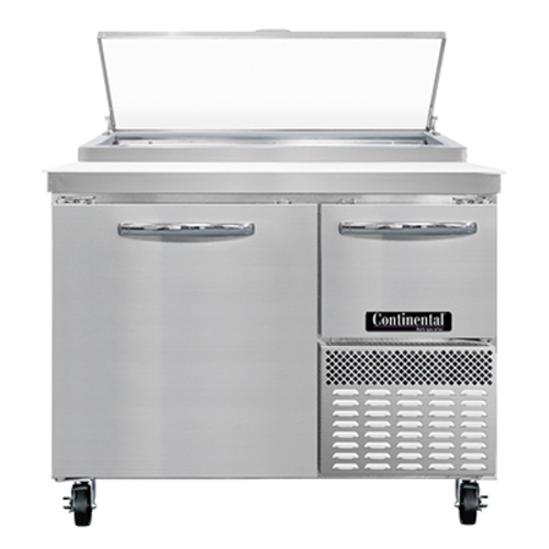 Continental Refrigerator PA43N Pizza Prep Table 43W One Section 12 cu ft Capacity Stainless Steel Work Top