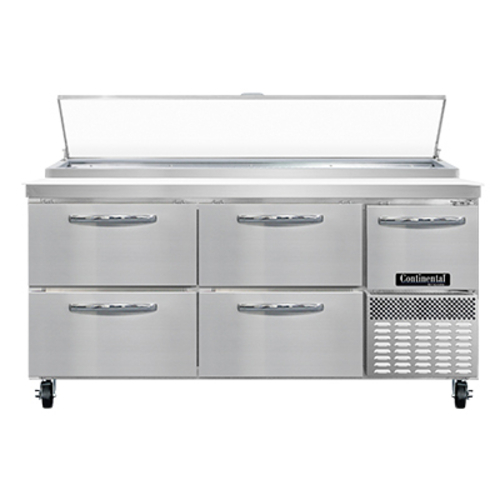 Continental Refrigerator PA68N-D Pizza Prep Table 68W two-section 22 cu ft capacity stainless steel work top