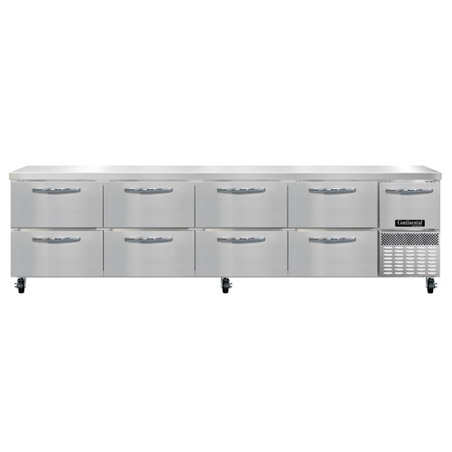 Continental Refrigerator RA118N-D Refrigerated Base Worktop Unit 118 inch Stainless Steel with Drawers and Door