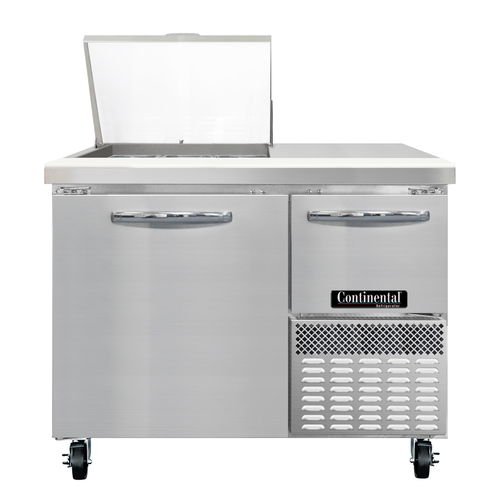 Continental Refrigerator RA43N9M Refrigerated Base Sandwich Unit 43 inch 300 Series Stainless Steel Top