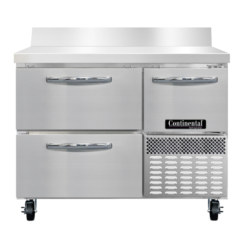 Continental Refrigerator RA43NBS-D Refrigerated Base Worktop Unit 43 inch Stainless Steel with Drawers and Door